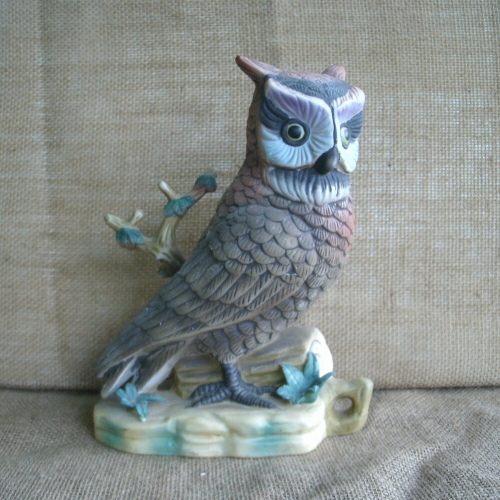 Vintage Large Homco Brown Owl Porcelain Figurine - Picture 1 of 16